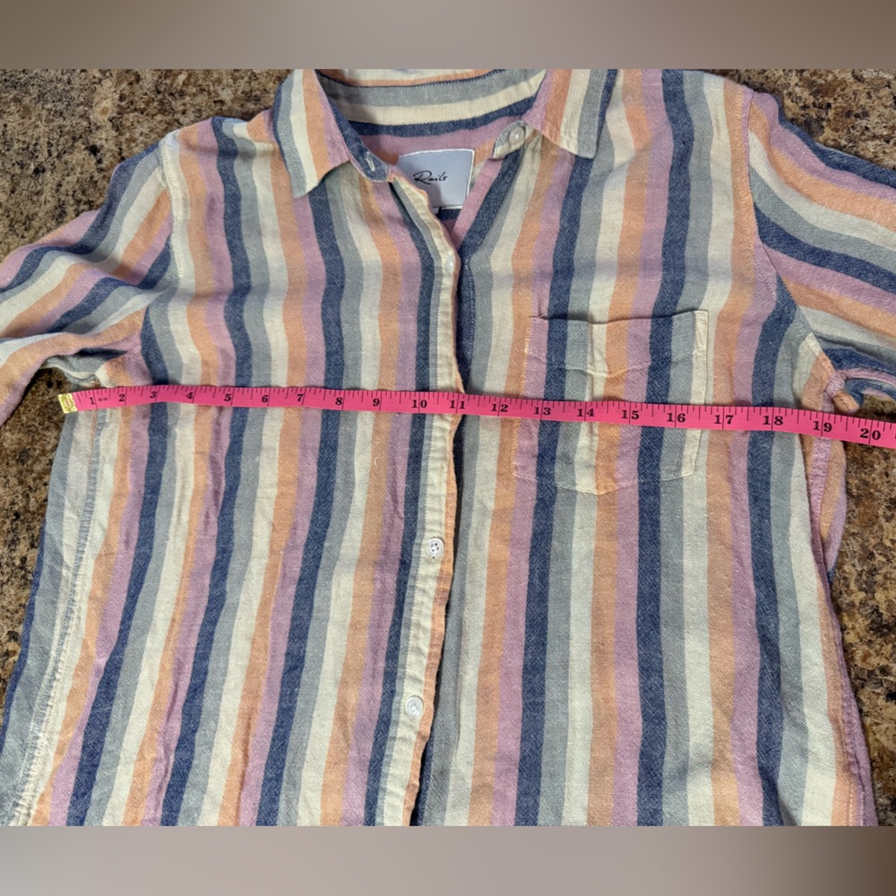 Rails Charli in Mandalay Stripe Long Sleeve Button Up Shirt Small Soft Sunset - Picture 5 of 6